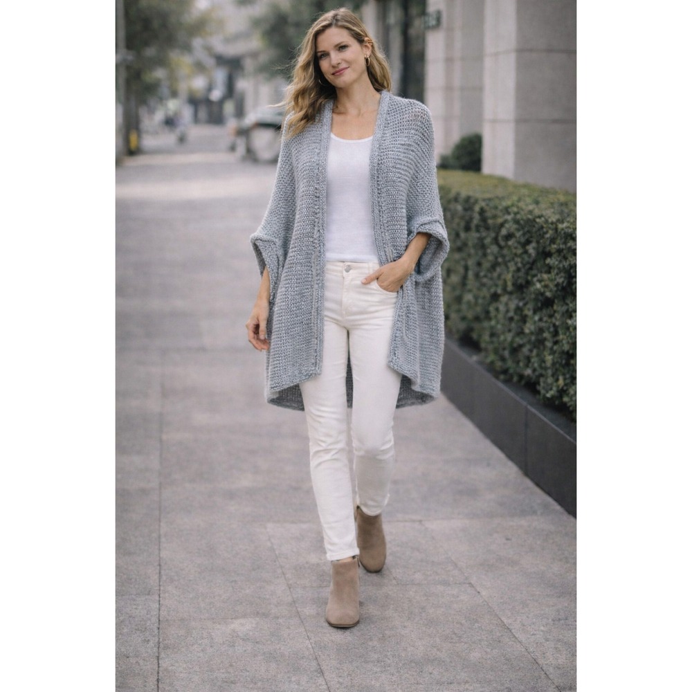 ELISA CAVALETTI Daniela Dallavalle Italian Knit Cardigan Gray Wool Blend SMALL